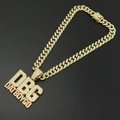 Gouden hiphopketting met iced-out DBG DAT BOYCO letter hanger voor heren heren - Gouden Hanger met 45CM Cubaanse Ketting