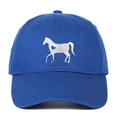 Classic navy blue cotton baseball cap featuring white heart horse embroidery on the front - Adjustable / Sapphire Blue