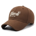 Distressed coffee brown baseball cap with vintage frayed brim and white FARD embroidery - Adjustable / Coffee