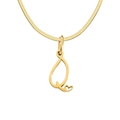 Golden letter Q pendant necklace with heart detail and sleek snake chain for women - Letter Q / Gold