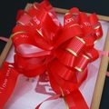 Large red bow ribbon with gold trim and I Love You text for wedding car or gift decor - Confession Style Red 5Pcs/Pack
