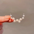 Elegant silver alloy brooch with white pearls and sparkling zircons for women - 426# Silver