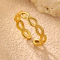 Golden infinity style adjustable open ring with a unique handcrafted hammered texture - Infinite Intertwined Rings (RS0022liantiao)