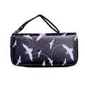 Cartera vintage de Halloween con murciélagos morados y telarañas sobre cuero sintético negro - Murciélago con Telaraña Negro