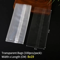 Transparent food-grade plastic packaging bags 8x19cm set of 100 for snacks and candy - 8x19cm