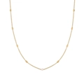 Elegant gold choker necklace with golden barrel beads and a single baroque pearl - H46 Satellite Pearl and Barrel Bead Necklace Gold