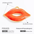 Macro view of red lips stainless steel pendant with dimensions 24.84mm x 16.29mm - PJ91635-Red Lips