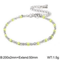 Titanium steel necklace with neon yellow beads and 50mm adjustable extension chain - 200mm*2mm / Yellow