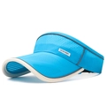 Sky blue open top sun visor hat with reflective stripe and breathable mesh fabric - Adjustable / Lake Blue