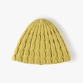 Mustard yellow knit beanie with chunky honeycomb texture for autumn and winter warmth - Egg Yellow