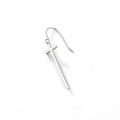 Minimalist 925 sterling silver earring with cross zircon dangle in silver finish - Minimalist Long Bar Sword Shadow Style (3952) - Single / Platinum Silver (#13)