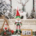 Pendaglio elfo di Natale con cappello rosso di paillettes e gambe a righe su albero - Ciondolo Elfo Cappello Rosso / Rosso