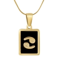 Golden 18K stainless steel snake chain necklace with black square Cancer zodiac pendant - Cancer / Black