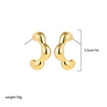 Minimalist 18K gold-plated irregular wave-textured bean studs with a mirror finish - Wavy Block Teardrop Studs (22265_9)