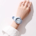 Wrist shot of light blue silicone sport watch with quartz movement for girls and students - Light Blue