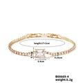 Dimensioni dettagliate del bracciale in zircone dorato con 17+2 cm e peso di 5,2 g - Stile Pietra Quadrata Trasparente Base Dorata (B00669-4)