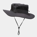 Quick-dry outdoor sun hat with wide brim and breathable mesh panels in dark grey - One Size / Dark Gray