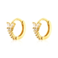 Elegant gold-plated hoop earrings with sparkling butterfly-shaped cubic zirconia crystals - Gold Butterfly Flower Zircon Huggie