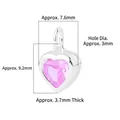 Rosa Zirkon Herzanhänger in s925 Silberfassung für DIY Schmuckherstellung Zubehör - Groß (8mm) / Rosa