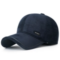 Men's navy blue winter baseball cap with ear protection and warm sport patch - Adjustable / Navy Blue