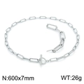 Silver stainless steel OT buckle necklace with rectangular and twisted link design - Silver Necklace (60cm)