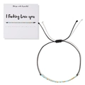 Pulsera de código Morse con cuentas azul cielo y oro en cordón negro para regalo único - Declaración de Amor Código Morse Azul Cielo Oro