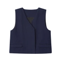 Chaleco de traje azul marino con cuello en V y bolsillos dobles estilo plano - XS / Chaleco de traje