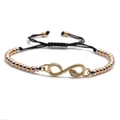 Adjustable woven bracelet with tri-color beads and snake-shaped infinity charm in gold - Snake Infinity Tri-color Bead Chain Style / Gold + Mixed Color Bead Chain