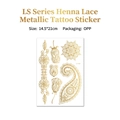Metallic gold henna lace mandala temporary tattoo sticker for brides 14.5x21cm - Mandala Flower Chain Style (LS-003)