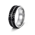 Men's titanium steel spinner ring featuring double black chain inlay and silver finish - Black