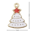 White enamel Christmas tree charm with golden edges and red star, 2.2cm x 1.6cm size - 2392 White Gold Christmas Tree