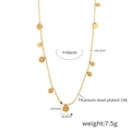 18K vergoldete Titanstahl-Halskette mit gehämmerten Scheibenanhängern, Länge 66cm - Gold