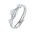 S925 sterling silver ring featuring blue enamel flowers in a minimalist open design - Adjustable Open / FDJZ-352-Women's