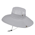 Cappello da pesca grigio a tesa larga con rete traspirante e cordino sottogola regolabile - Grigio