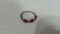 Bague réglable en argent avec d'adorables fraises rouges et cristaux brillants - Style Ouvert à Trois Fraises (7227) / Argent