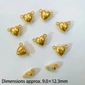 Polished heart-shaped golden magnetic clasp jewelry connectors, size 9.0x12.3mm - Heart Style / Gold