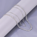 Polished stainless steel chain necklace set with silver curb and cable link designs - Silver