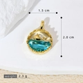 Gold dolphin necklace pendant with blue stone inlay, size 1.5x2.0cm, weight 2.3g - Whale (SMP53114)