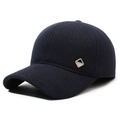 Gorra de béisbol de invierno para hombre en lana azul oscuro con orejeras - Ajustable / Azul marino