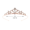 Serre-tête couronne de princesse or rose avec strass blancs, taille 1,5 x 4,9 pouces - Couronne géométrique symétrique à courbe de cœur d'amour en or rose (Style 34)