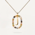 Letter J pendant necklace in 925 silver with gold plating and colorful zircon stones - 925 Silver / Letter J (Gold)