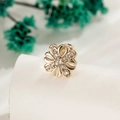 Elegant gold flower ear stud with sparkling crystal pavé and screw back design - Light Coffee Gold Cross (Single)