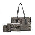 Set borse 3 in 1 grigio canna di fucile con motivo a coccodrillo e pochette - Grigio