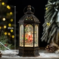 Vintage bronze Christmas musical snow globe lantern with Santa Claus sleigh scene 30cm - Large Hexagon Santa Sleigh