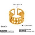 Spécifications détaillées de taille pour une bague dorée large à motifs évidés croisés - Style Creux Circulaire à Double Rangée (Y194) / Or