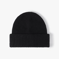 Gorro de invierno de punto negro con dobladillo acanalado para hombre y mujer cálido - Talla única / Negro