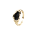 Close-up of golden cloud ring featuring black enamel finish and adjustable open band - Adjustable Open / Black