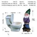 Funny resin garden gnome on toilet figurine with detailed dimensions for decoration - Urinating Gnome + Toilet Set