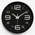 Modern minimalist 30cm black wall clock with luminous green numbers and silent movement - 12 Inch / Modern Font Black Dial Black Frame