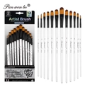12-teiliges Pinsel-Set mit weißen Holzstielen und Nylonborsten für Acryl und Öl - Filbert Spitze (12 Stk.)